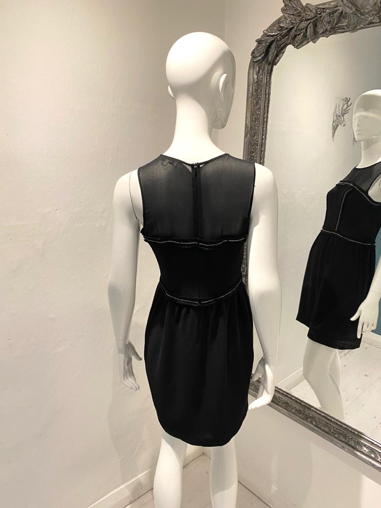 sandro black sleeveless dress chain detail mesh detail luxury fashion pre loved consignment