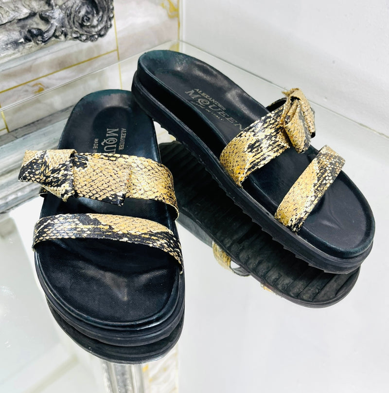 Alexander McQueen Snakeskin Slides. Size 38