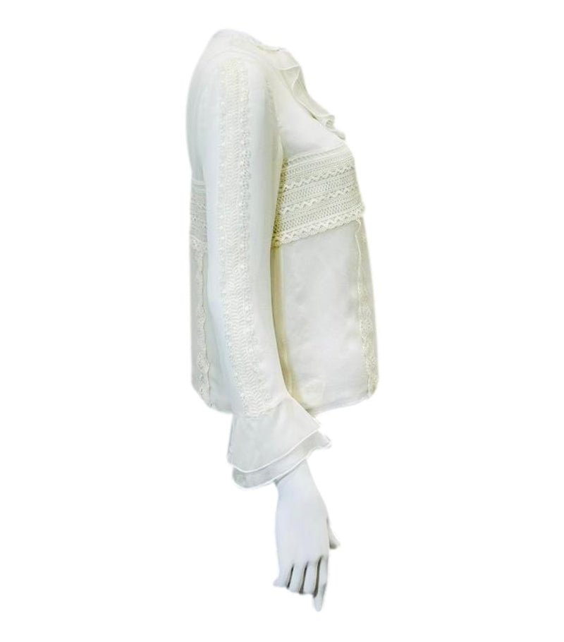 Giambatista Valli Silk & Lace Blouse. Size 38IT