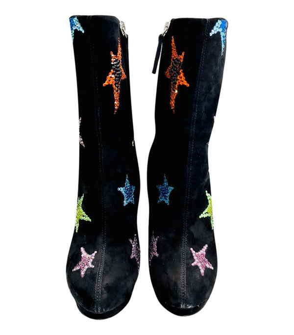 Giuseppe Zanotti Crystal Star Suede Boots. Size 37.5
