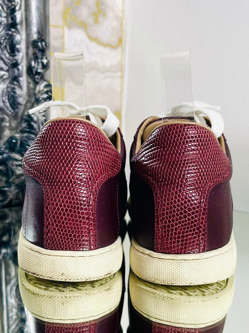 Hermes Leather & Lizard Skin 'H' Sneakers. Size 40
