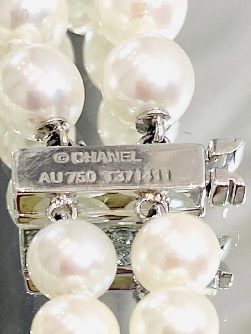 Chanel Fine Jewellery Real Fresh Water Pearl Necklace With 18K White Gold & Diamond Clasp