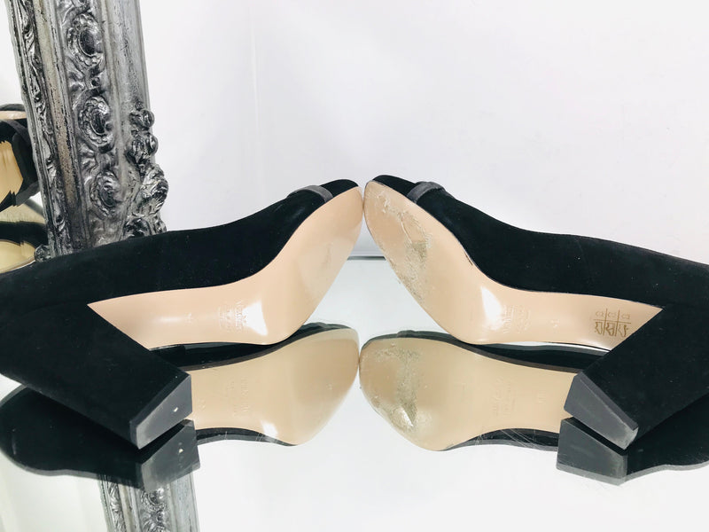 max mara box size 41 suede heels black grey detail front 10cm heel fashion designer brands preloved preowned luxury luxurious consignment