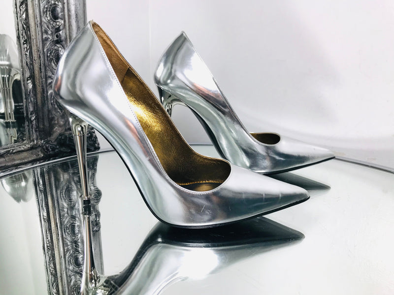 Tom Ford Stiletto Metallic Leather Pointed Toe Shush London St Johns Wood London Buy Sell Consign Preloved Authentic Luxury Designer Ladies Shoes 