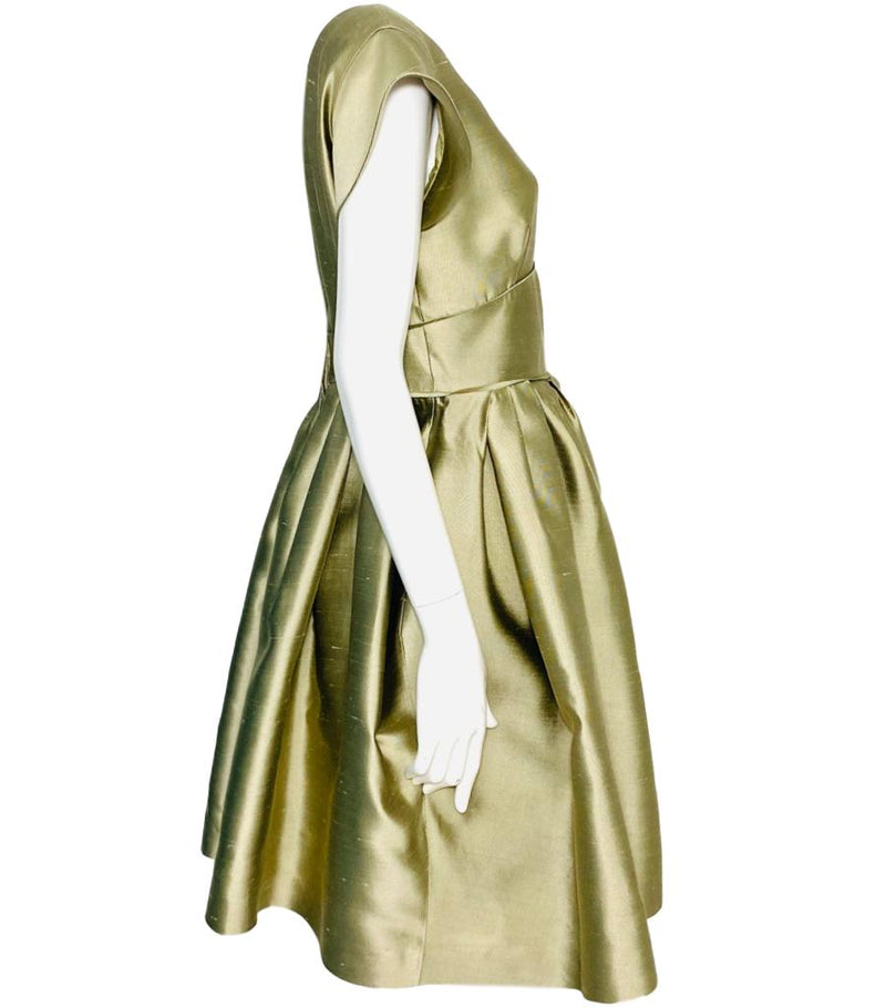 Dice Kayek Silk Gold Dress A Line Size 40 FR Size M Shush At The Wellington St Johns Wood London Buy Sell Consign Preloved Luxury Authentic Designer Ladies Clothing