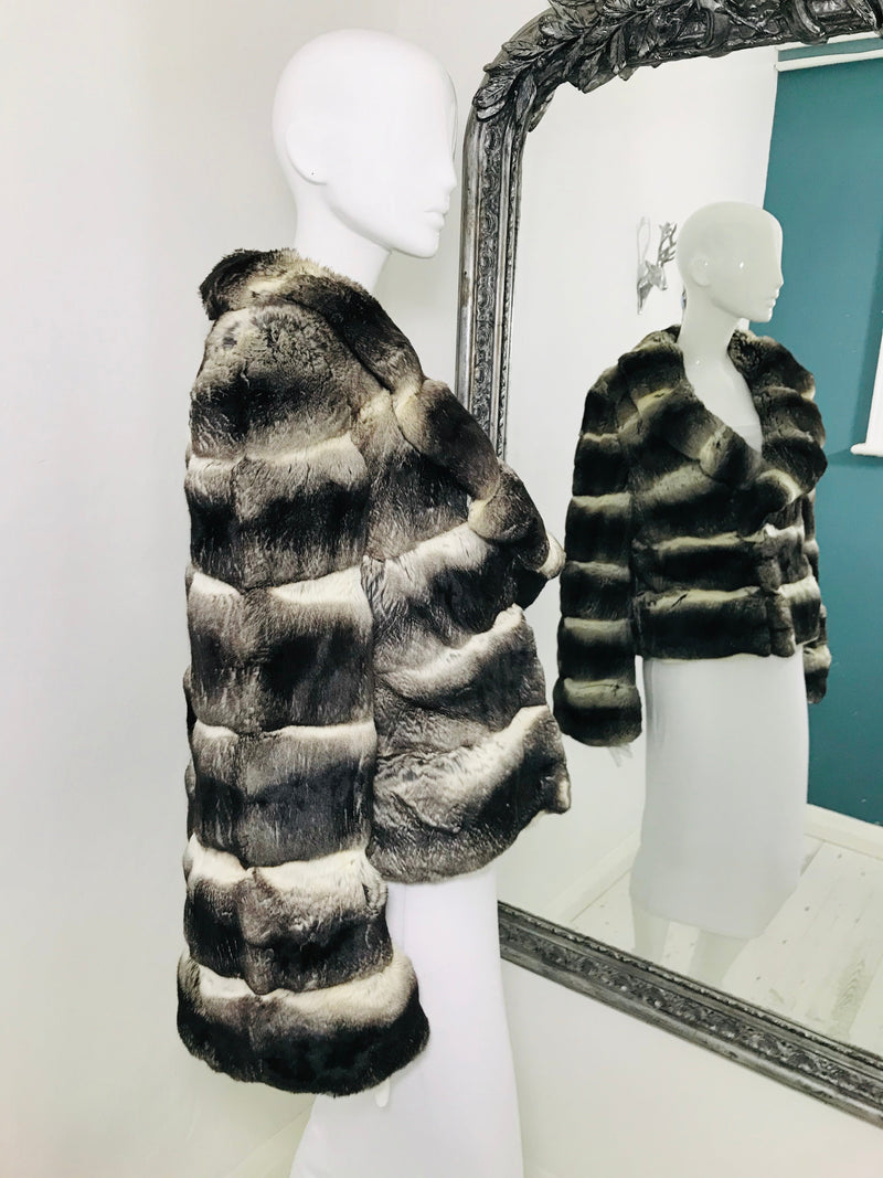 Mala Mati Brown White Chinchilla Fur Coat Size 44IT Shush At The Wellington St Johns Wood London Buy Sell Consign Preloved Authentic Luxury Designer Ladies Clothing