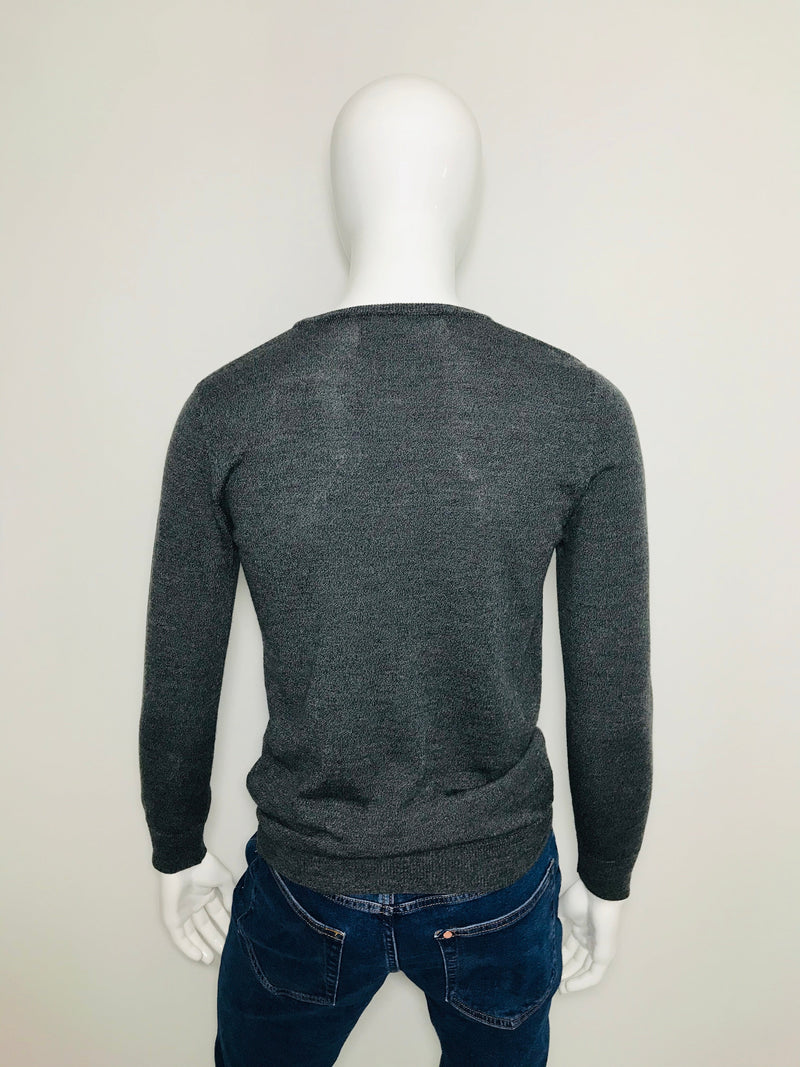 oliver spencer dark grey merino wool pullover sweatshirt size s mens fashion designer brands preloved consignment luxury