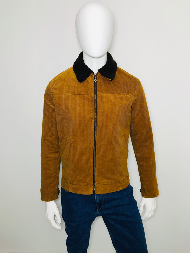 percival corduroy mustard jacket size 01 size s collar zip cord fashion designer brands preloved consignment luxury