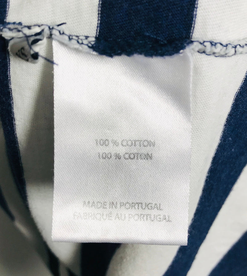 officine generale cotton tshirt stripes white navy mens size xs short sleeve crew neckline fashion designer brands preloved preowned luxury luxurious consignment 