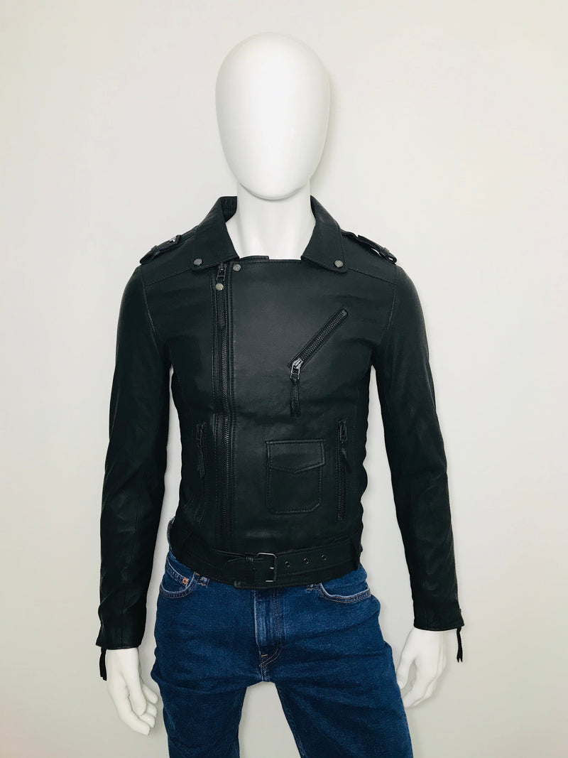 boda skin black biker sheepskin leather jacket size xs fashion designer brands preloved consignment luxury