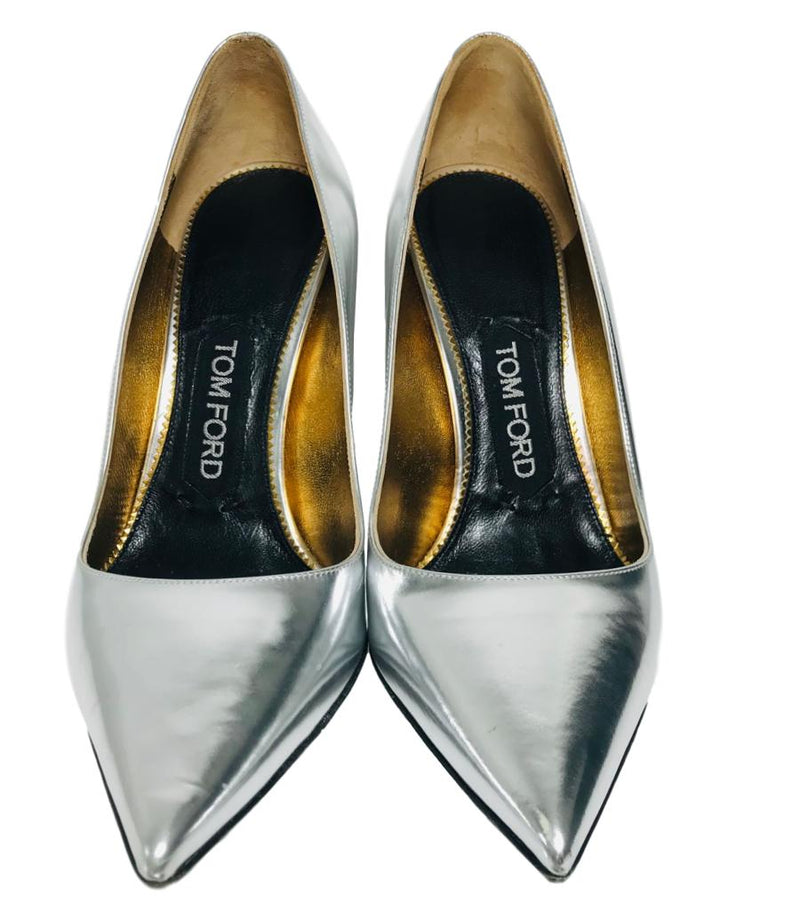 Tom Ford Stiletto Metallic Leather Pointed Toe Shush London St Johns Wood London Buy Sell Consign Preloved Authentic Luxury Designer Ladies Shoes 