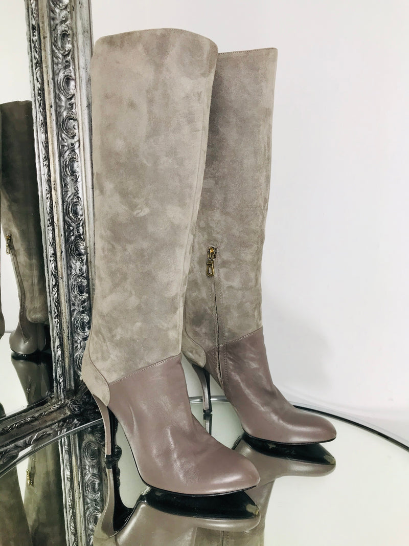 Bally Brown Suede Knee High Boots Pointed Toe Size 38 Shush At The Wellington St Johns Wood London Buy Sell Consign Preloved Authentic Luxury Designer Ladies Shoes