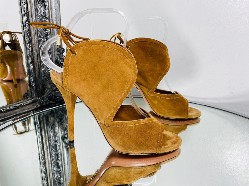 Aquazzura Sexy Thing Suede Sandals Size 37 Shush At The Wellington St Johns Wood London Buy Sell Consign Preloved Authentic Luxury Designer Ladies Shoes