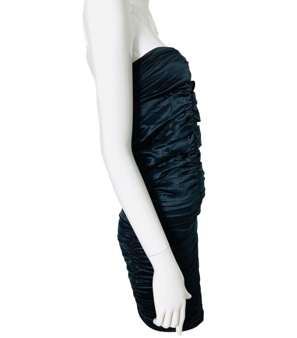 Roberto Cavalli Black Silk Ruched Mini Dress Size 38 IT Shush London St Johns Wood London Buy Sell Consign Preloved Authentic Luxury Designer Ladies Clothing