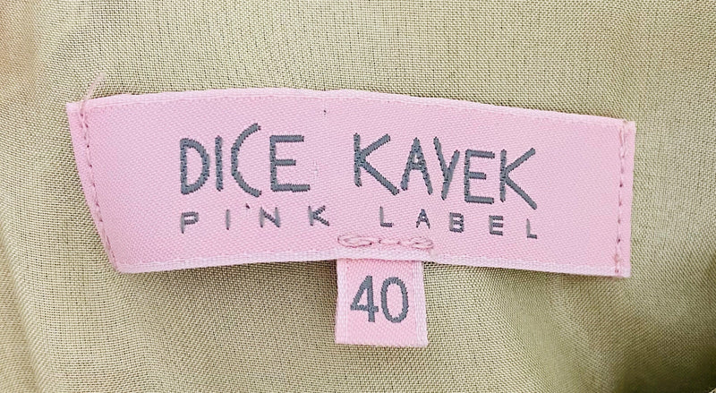 dice kayek silk gold dress a line size 40 fr size m pleated skirt boat neck v back fashion designer brands preloved preowned luxury luxurious cosnignment