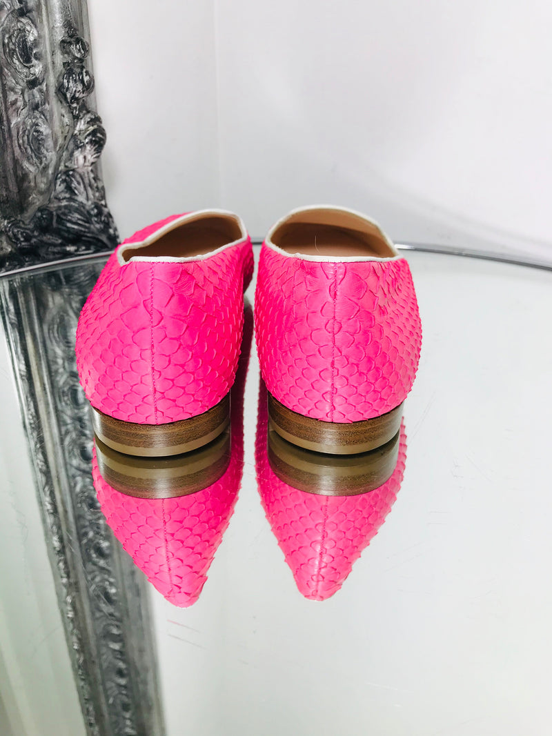 Gina Pink Snake Skin Leather Flats Ballet Size 4UK 37 EU Python Skin Shush At The Wellington St Johns Wood London Buy Sell Consign Preloved Authentic Luxury Designer Ladies Shoes