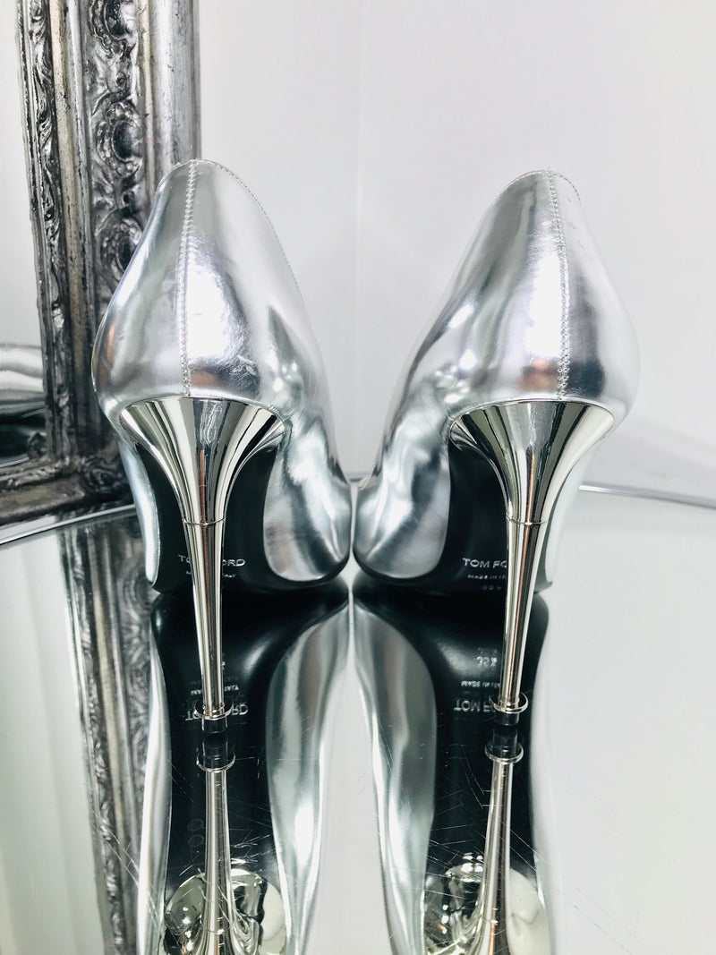 Tom Ford Stiletto Metallic Leather Pointed Toe Shush London St Johns Wood London Buy Sell Consign Preloved Authentic Luxury Designer Ladies Shoes 