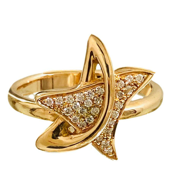 18k Yellow Gold & Diamond Star Ring