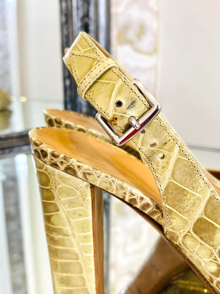 Hermes Crocodile Skin Heels. Size 37