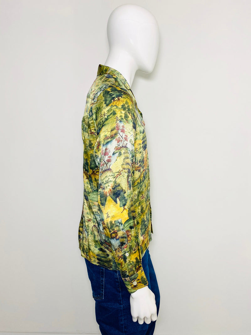 President Mughal Print Silk Shirt. Size