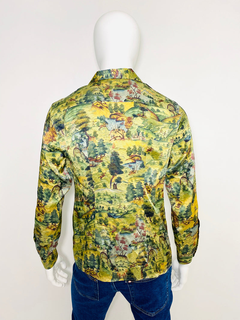 President Mughal Print Silk Shirt. Size