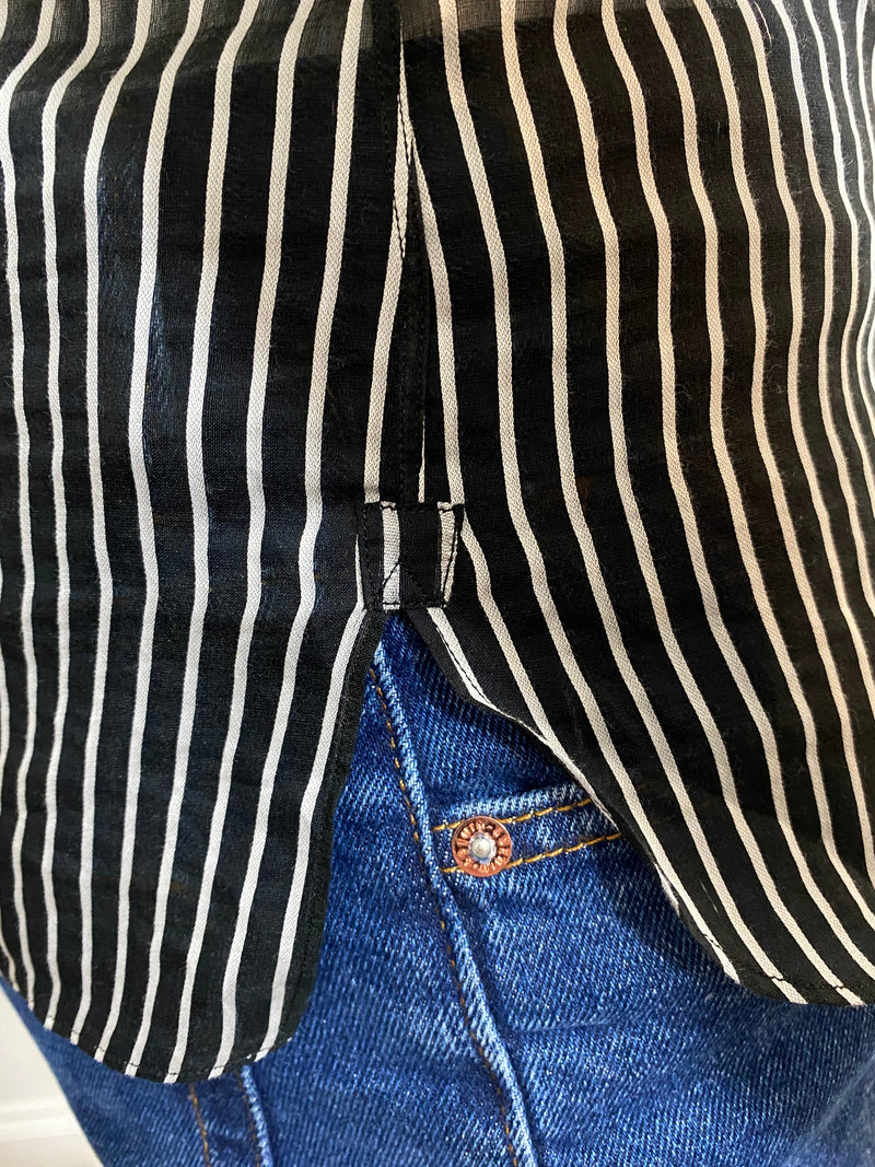 Lanvin Sheer Striped Shirt. Size XS