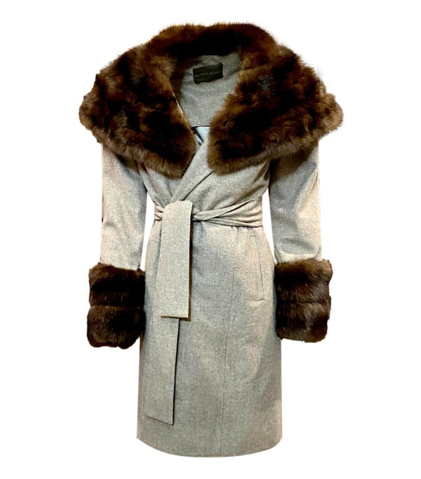 Dennis Basso Cashmere & Sable Mink Fur Coat. Size M