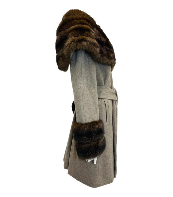 Dennis Basso Cashmere & Sable Mink Fur Coat. Size M