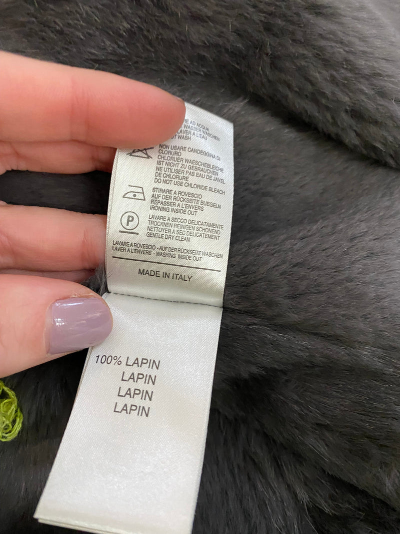 Blumarine Mink, Rabbit Fur & Silk Embroidered Jacket. Size 44IT