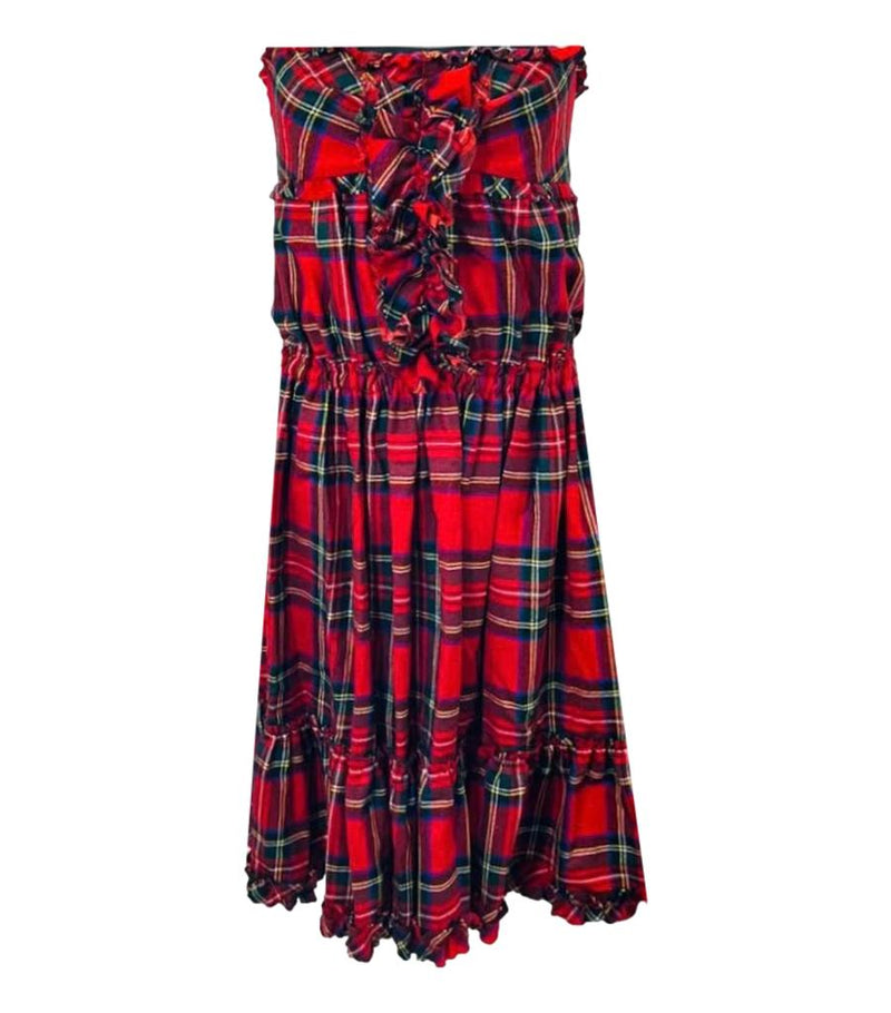 Dolce & Gabanna Wool Tartan Plaid Bustier Dress. Size 38IT