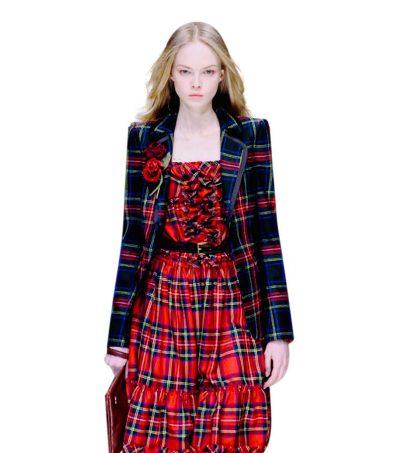 Dolce & Gabanna Wool Tartan Plaid Bustier Dress. Size 38IT