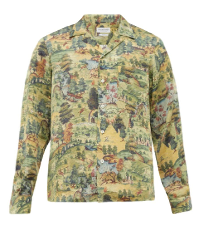 President Mughal Print Silk Shirt. Size
