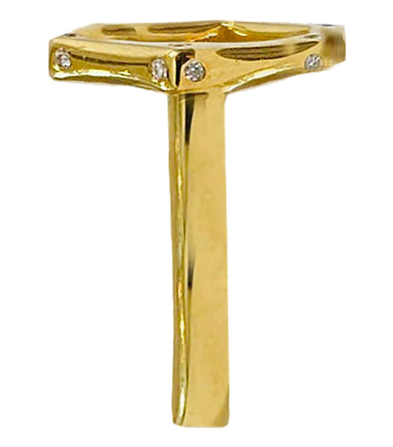 Hexagon Diamond & 18k Gold Open styled Ring