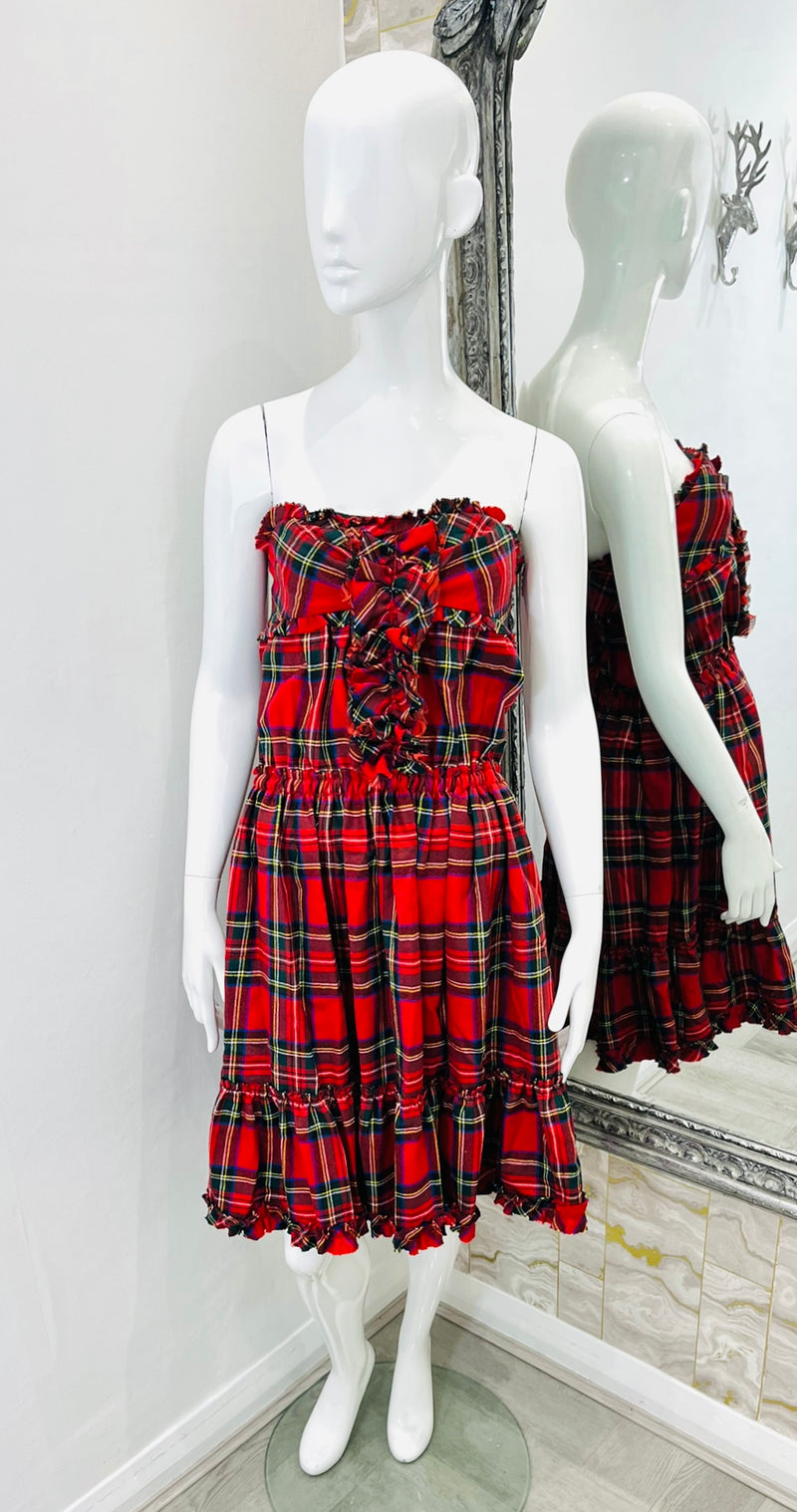 Dolce & Gabanna Wool Tartan Plaid Bustier Dress. Size 38IT