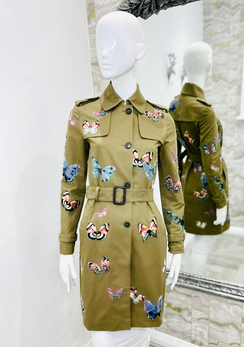 Valentino Embroidered Butterfly Trench Coat. Size 38IT