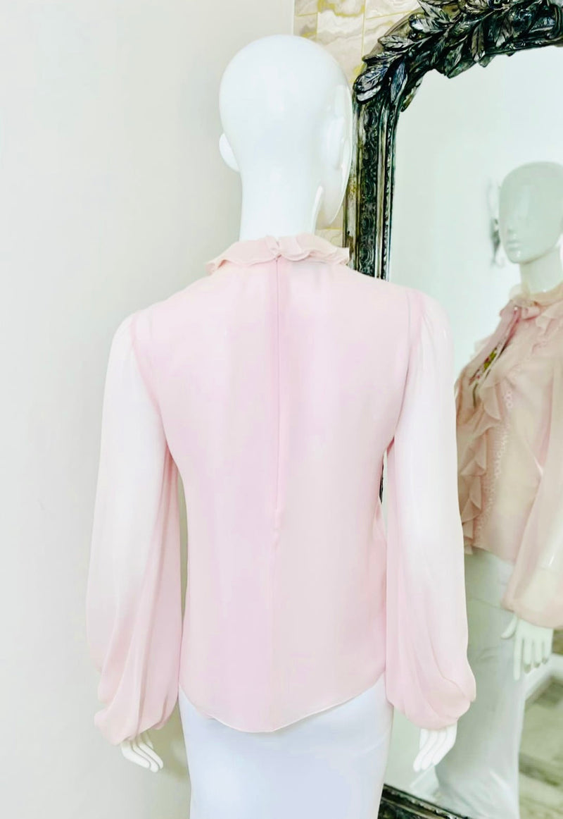 Giambatista Valli Silk & Embroidered Georgette Blouse. Size 38IT