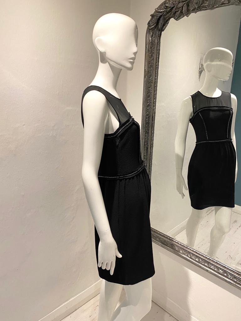 sandro black sleeveless dress chain detail mesh detail luxury fashion pre loved consignment