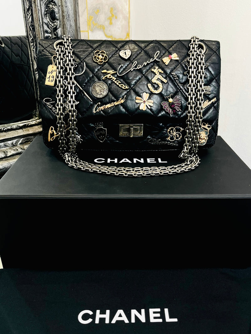 Chanel Ltd Edition Leather 2.55 Lucy Charm Double Flap Bag