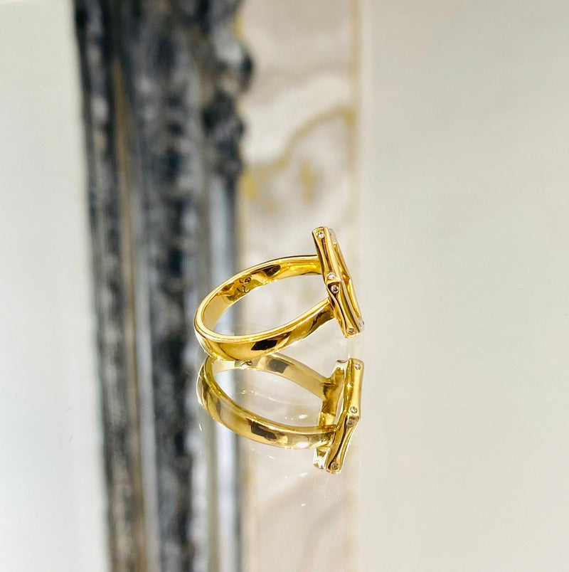 Hexagon Diamond & 18k Gold Open styled Ring