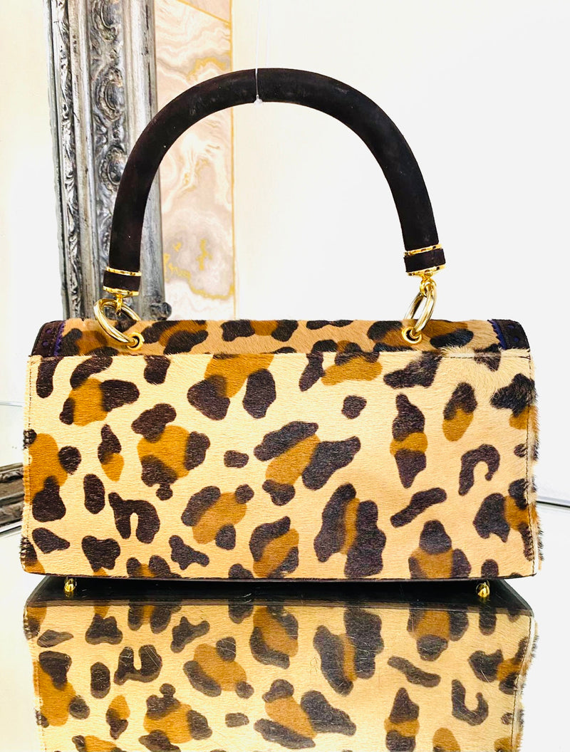 Le Silla Leopard Print Pony Skin Handbag