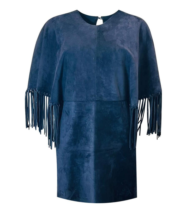 Valentino Suede Fringe Mini Dress. Size 42IT