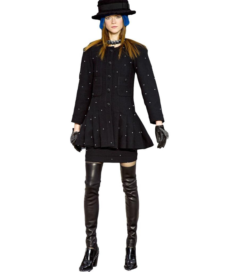 Chanel Wool & Glass Beaded Runway Skirt. Size 40FR