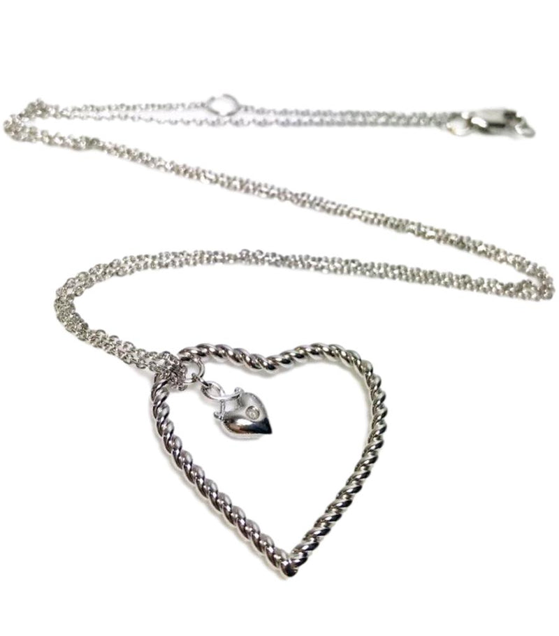Lily & Lotty Silver & Diamond Open Heart Necklace