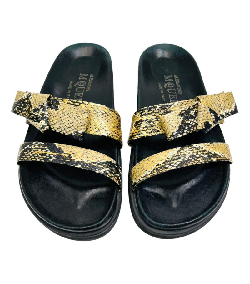 Alexander McQueen Snakeskin Slides. Size 38