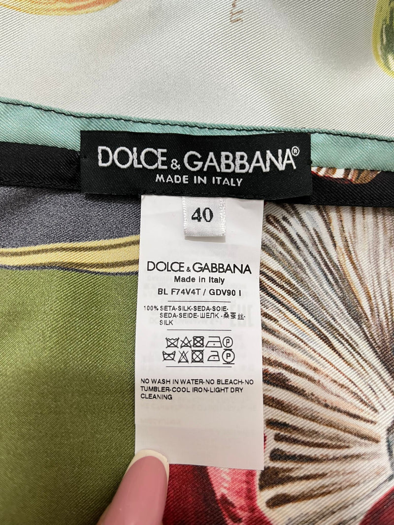 Dolce & Gabbana Silk Fruit Printed Top. Size 40IT