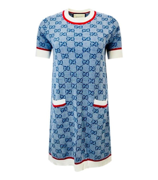 Gucci 'GG' Logo Wool & Cotton Dress. Size L