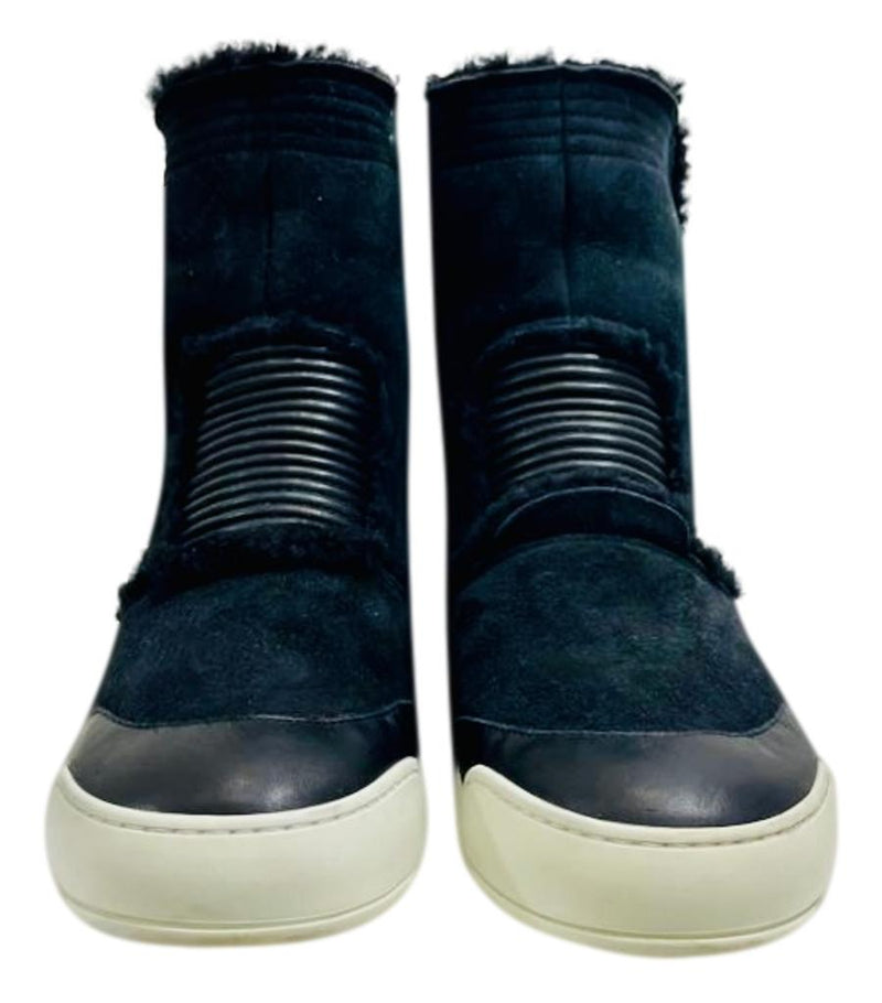 Balmain Suede & Shearling Sneakers. Size 41