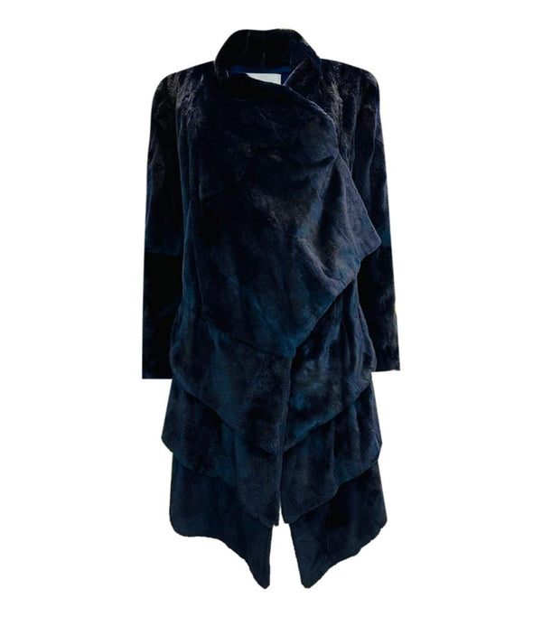 T-Paris Navy Blue Sheared Marten Fur. Size 40FR