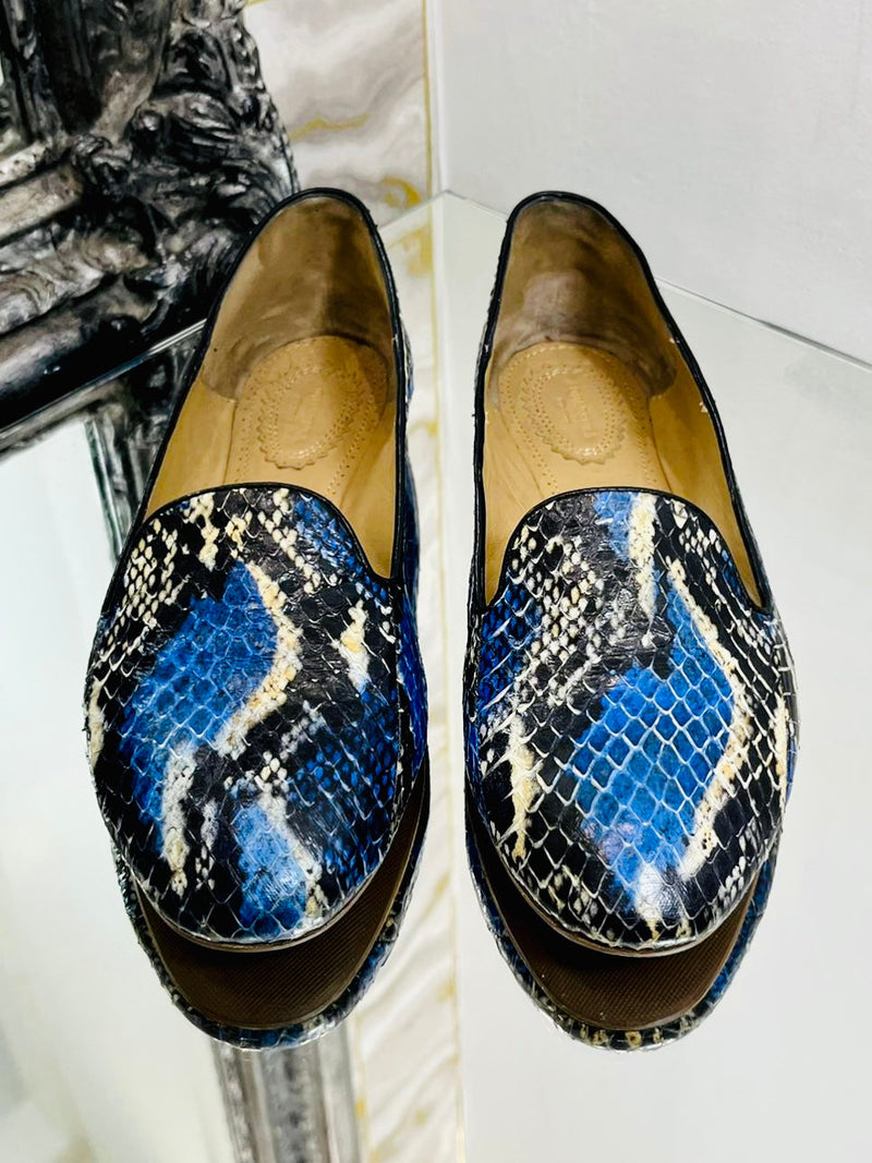 Aquazurra Python Skin Flat Shoes. Size 37