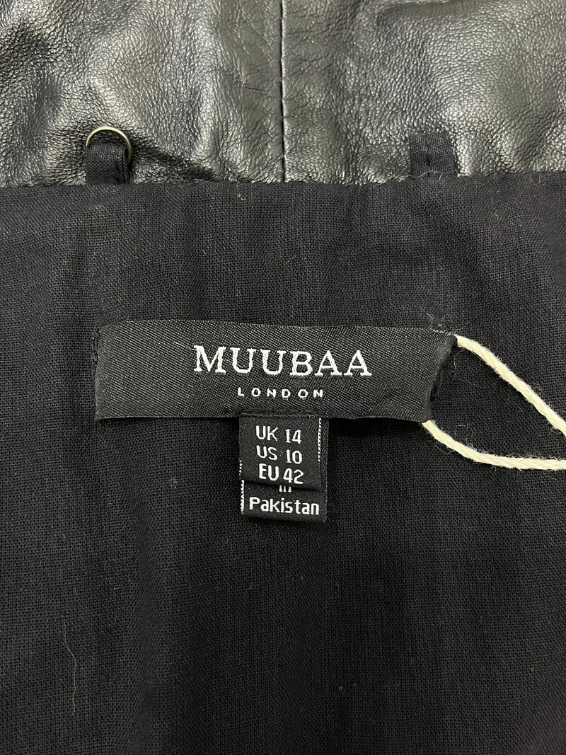Muubaa Leather Quilted Coat. Size 14UK
